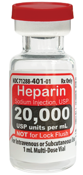 Heparin Sodium Injection, USP 20,000 USP units per 1 mL SDV